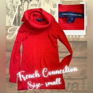 🔥 French Connection Red Cowl Neck Sweater — Size Small